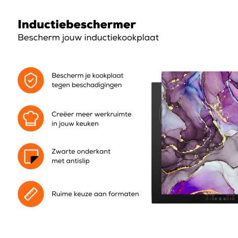 Inductiebeschermer - Marmer - Roze - Paars - Gold-3