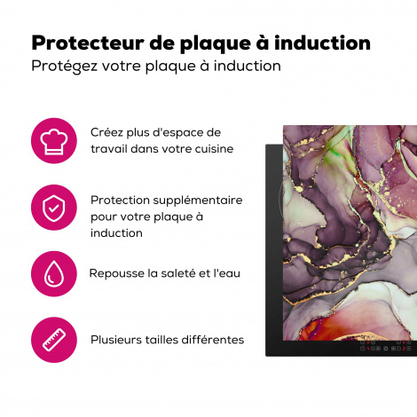 Protège-plaque à induction - Marbre - Rouge - Violet - Or-3
