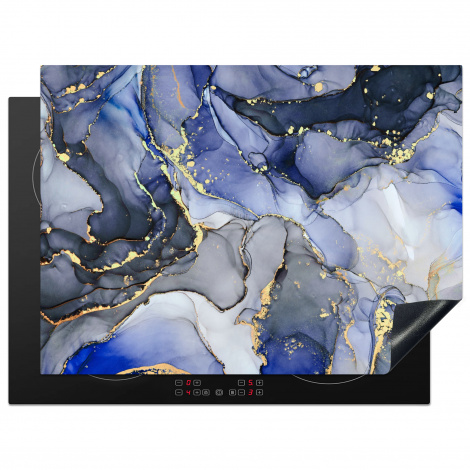 Herdabdeckplatte - Marmor - Gold - Abstrakt - Blau
