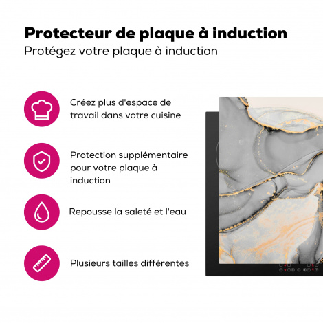 Protège-plaque à induction - Marbre - Or - Gris-3