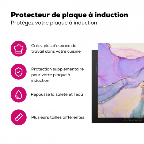 Protège-plaque à induction - Or - Marbre - Violet-3