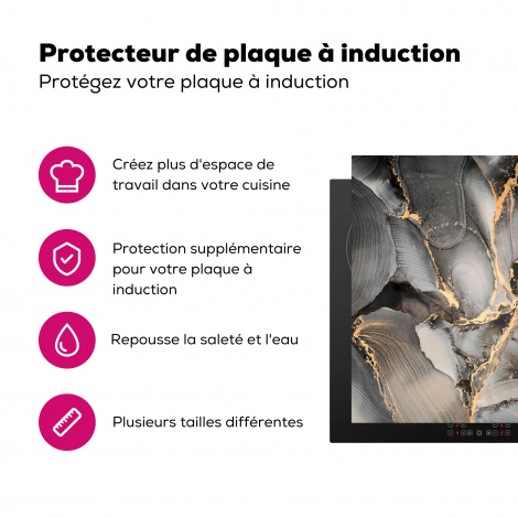 Protège-plaque à induction - Gris - Luxe - Or - Marbre-3