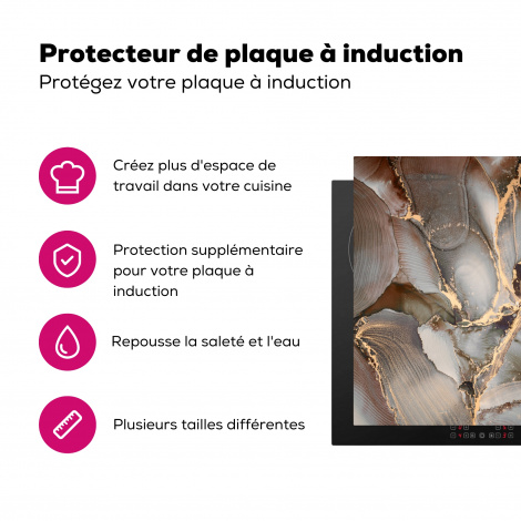 Protège-plaque à induction - Gris - Or - Marbre-3