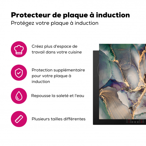 Protège-plaque à induction - Or - Bleu - Marbre-3