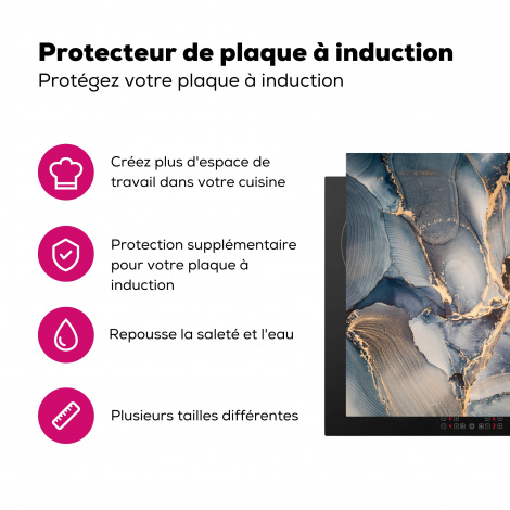 Protège-plaque à induction - Marbre - Gris - Bleu - Luxe - Or-3
