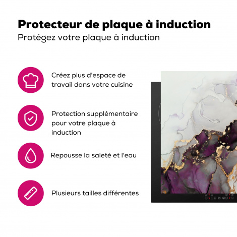 Protège-plaque à induction - Marbre - Abstrait - Or - Violet-3