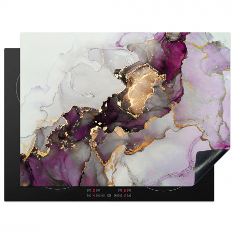 Herdabdeckplatte - Marmor - Abstrakt - Gold - Lila
