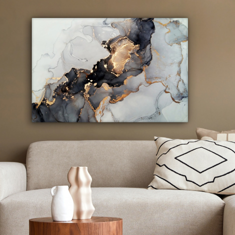 Leinwandbild - Schwarz - Marmor - Luxus - Gold-2