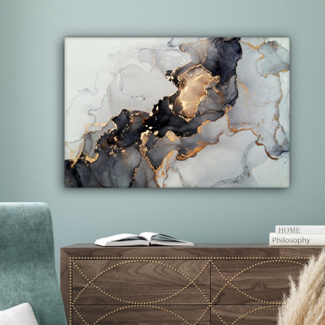 Leinwandbild - Schwarz - Marmor - Luxus - Gold-4