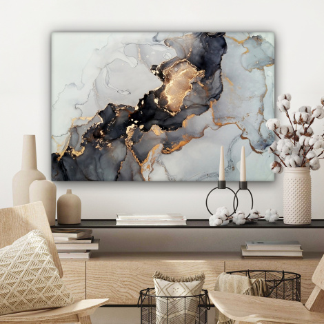 Leinwandbild - Schwarz - Marmor - Luxus - Gold-3