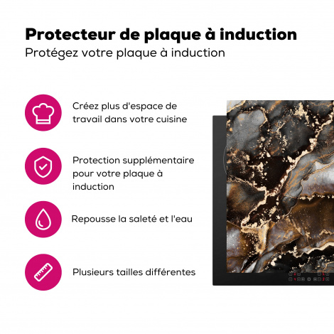 Protège-plaque à induction - Marbre - Or - Paillettes - Luxe-3