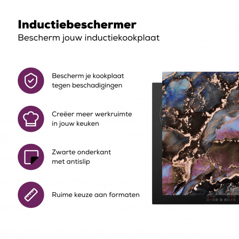Inductiebeschermer - Marmer - Goud - Rosé-3