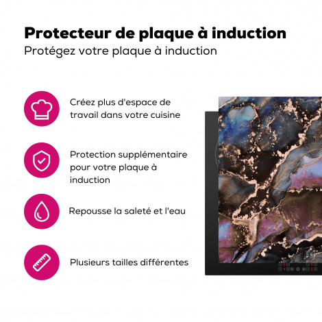 Protège-plaque à induction - Marbre - Or - Rose-3