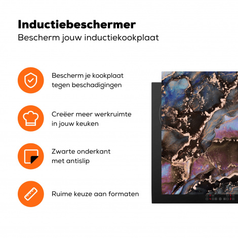 Inductiebeschermer - Marmer - Goud - Rosé-3