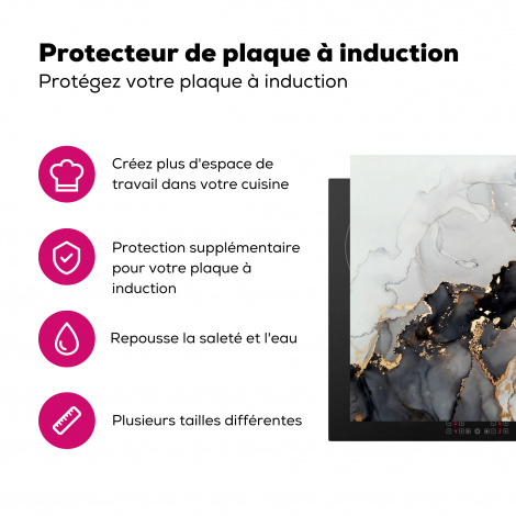 Protège-plaque à induction - Noir - Marbre - Luxe - Or-3