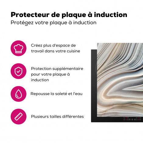 Protège-plaque à induction - Aspect marbre - Pierre - Lignes - Luxe - Marbre-3