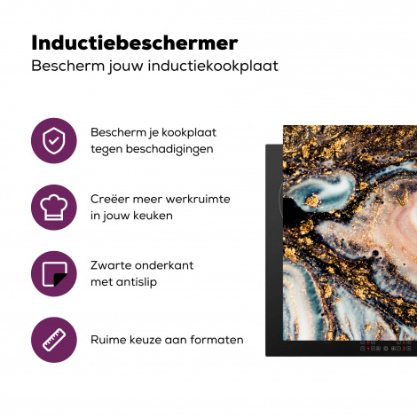 Inductiebeschermer - Marmerlook - Goud - Zwart - Glitter - Chic-3