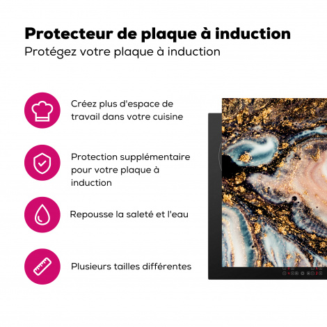 Protège-plaque à induction - Aspect marbré - Or - Noir - Paillettes - Chic-3