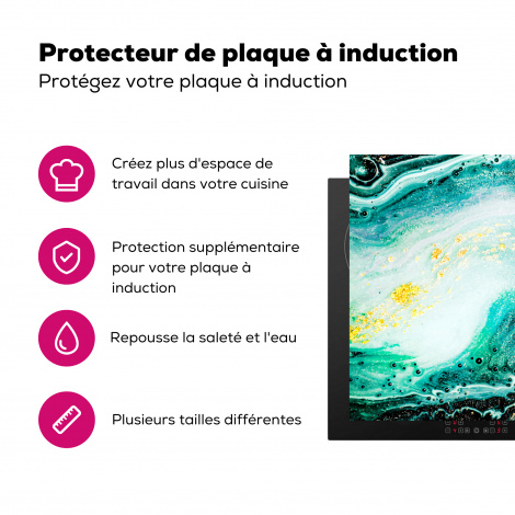 Protège-plaque à induction - Aspect marbre - Bleu - Or - Paillettes - Luxe - Marbre-3