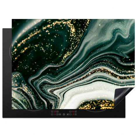 Protège-plaque à induction - Aspect marbre - Or - Vert - Paillettes - Design - Marbre