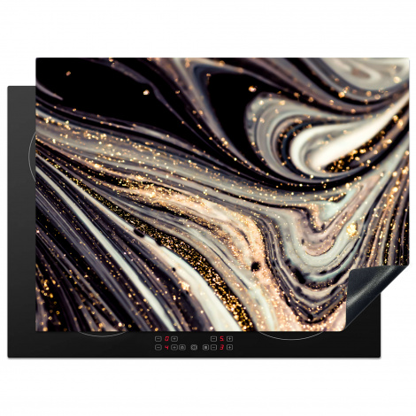 Herdabdeckplatte - Marmoroptik - Schwarz - Gold - Weiß - Glitter - Marmor