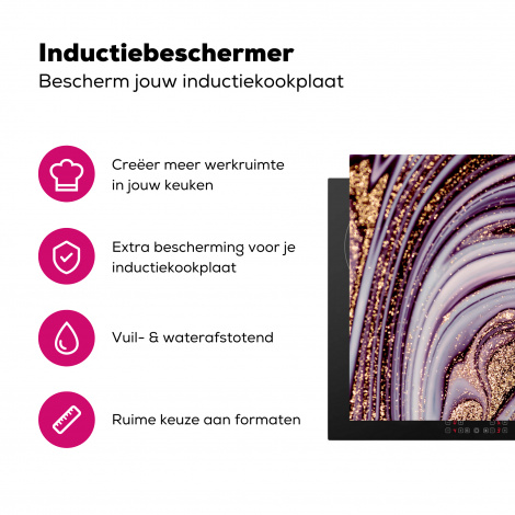 Inductiebeschermer - Marmer - Roze - Goud - Glitter - Marmerlook - Luxe-3