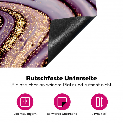 Herdabdeckplatte - Marmor - Rosa - Gold - Glitter - Marmoroptik - Luxus-4