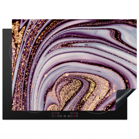 Protège-plaque à induction - Marbre - rose - or - paillettes - aspect marbre - luxe