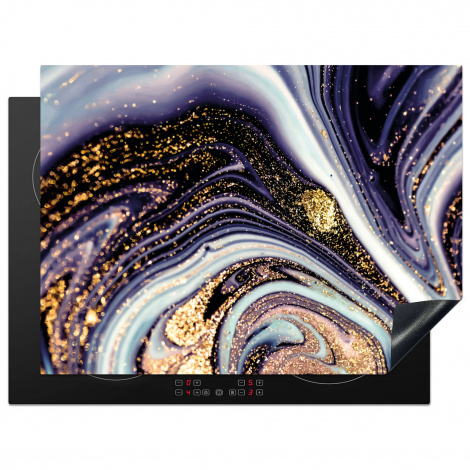 Protège-plaque à induction - Marbre - Violet - Luxe - Aspect marbre - Paillettes