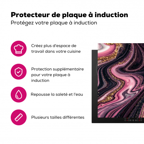 Protège-plaque à induction - Aspect marbre - Rose - Violet - Or - Luxe - Marbre-3