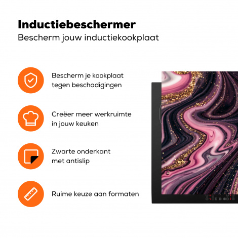 Inductiebeschermer - Marmerlook - Roze - Paars - Goud - Luxe - Marmer-3