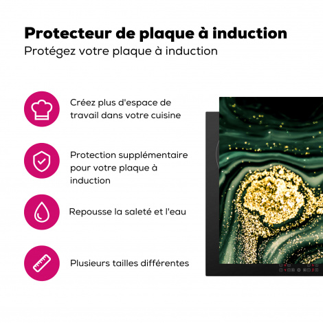 Protège-plaque à induction - Marbre - Or - Paillettes - Vert - Aspect marbre - Luxe-3