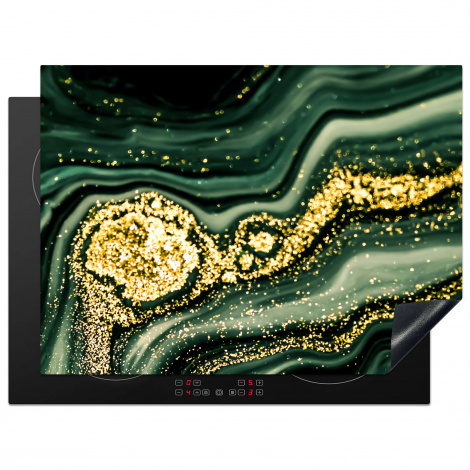 Inductiebeschermer - Marmer - Goud - Glitter - Groen - Marmerlook - Luxe