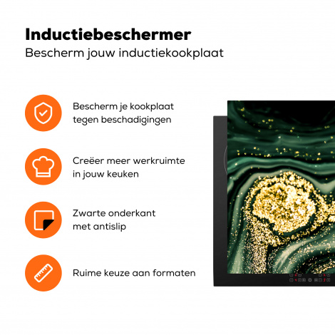 Inductiebeschermer - Marmer - Goud - Glitter - Groen - Marmerlook - Luxe-3