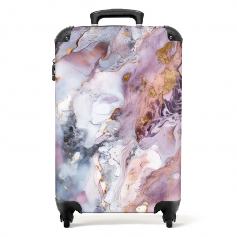 Koffer - Marmer - Luxe - Paars - Goud - Marmerprint