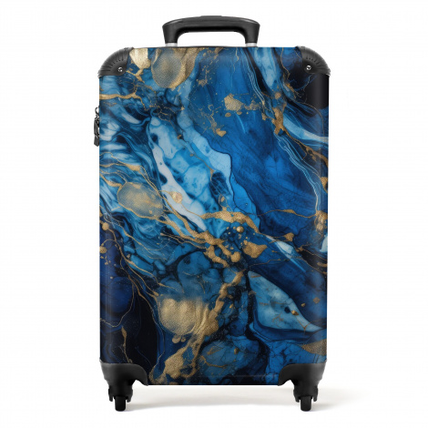 Koffer - Marmer - Blauw - Goud - Luxe - Marmerlook