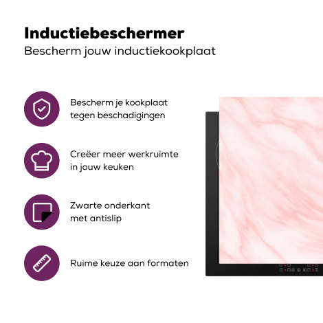 Inductiebeschermer - Marmer - Roze - Wit - Luxe - Marmerlook-3