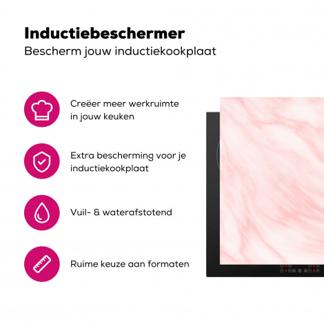 Inductiebeschermer - Marmer - Roze - Wit - Luxe - Marmerlook-3