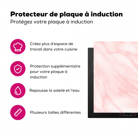 Protège-plaque à induction - Marbre - rose - blanc - luxe - aspect marbre-3