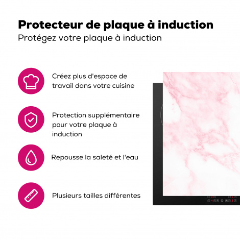 Protège-plaque à induction - Marbre - blanc - rose - chic - look marbre-3