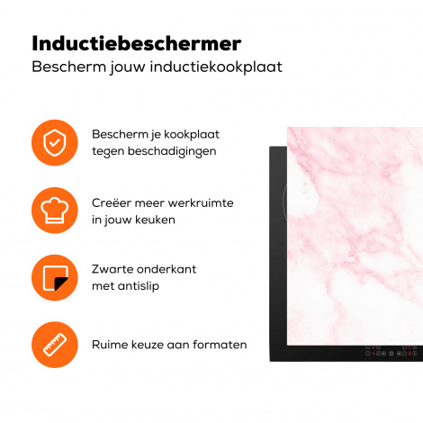 Inductiebeschermer - Marmer - Wit - Roze - Chic - Marmerlook-3
