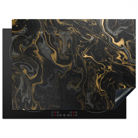 Herdabdeckplatte - Marmor - Textur - Grau - Gold - Marmoroptik - Luxus