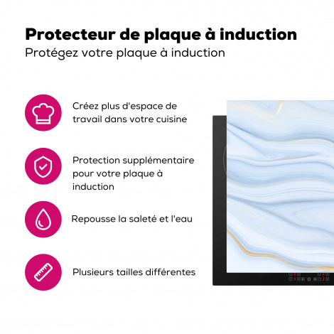 Protège-plaque à induction - Marbre - Vague - Bleu - Motifs - aspect marbre - Pastel-3