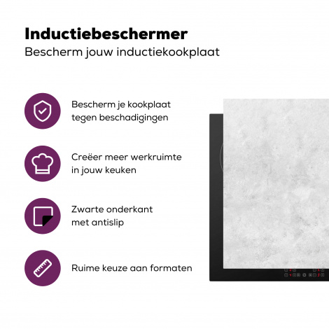 Inductiebeschermer - Marmer - Textuur - Grijs - Marmerlook-3