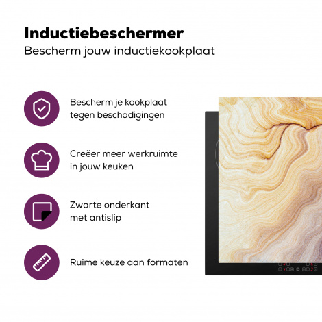 Inductiebeschermer - Marmer - Textuur - Zandsteen - Goud - Marmerlook-3
