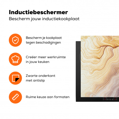 Inductiebeschermer - Marmer - Textuur - Zandsteen - Goud - Marmerlook-3