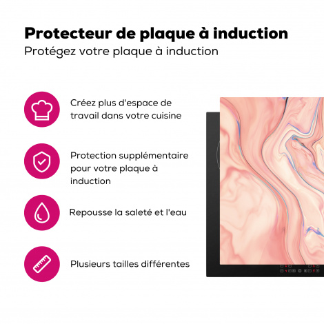 Protège-plaque à induction - Marbre - Pastel - Rose - Bleu - aspect marbré - Abstrait-3