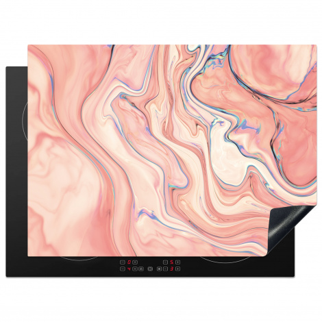Herdabdeckplatte - Marmor - Pastell - Rosa - Blau - Marmoroptik - Abstrakt