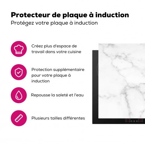 Protège-plaque à induction - Marbre - Blanc - Gris - Luxe - Aspect marbre - Pierre-3