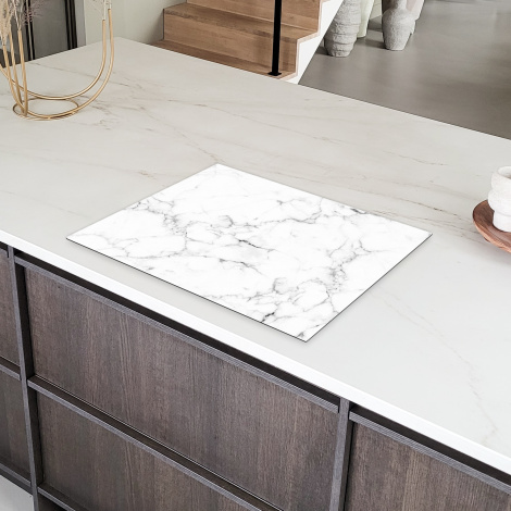 Protège-plaque à induction - Marbre - Blanc - Gris - Luxe - Aspect marbre - Texturé-6